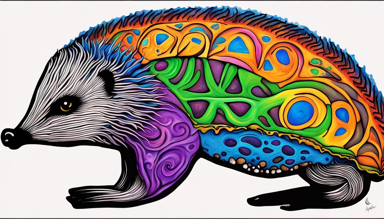 Echidna Visits Earth Chakras in Graffiti Art Style