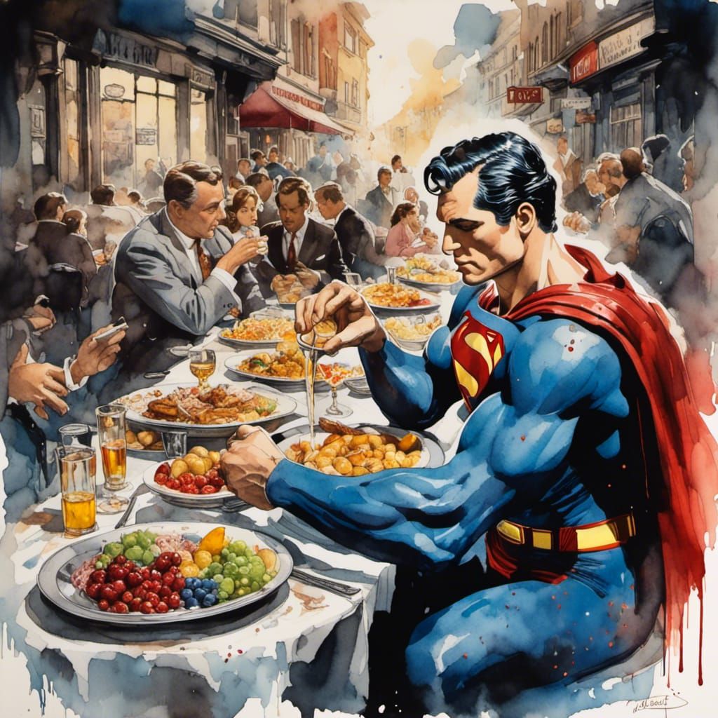Superman at a 1950's Diner: Graffiti Art