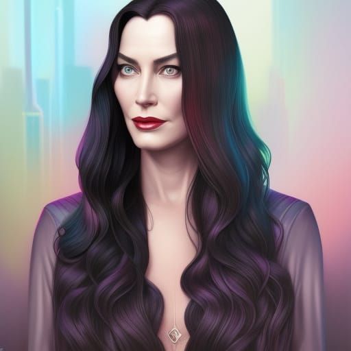 Morticia Addams Portrait in Art Nouveau Style