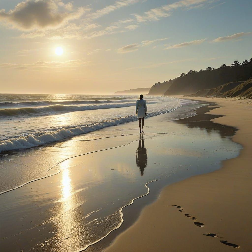 Solitude on a Secluded Beach at Sunset