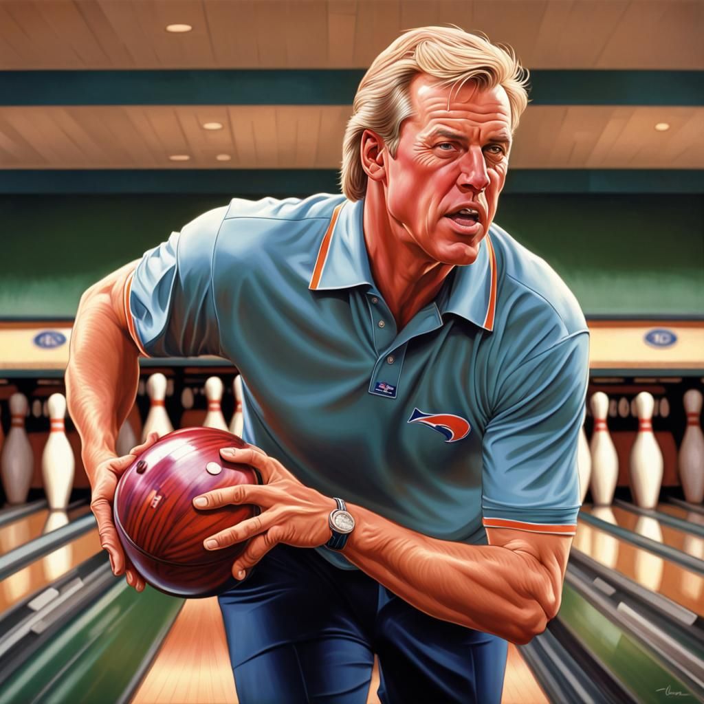 Hyperrealistic Portrait of a Bowler at the Rose Bowl