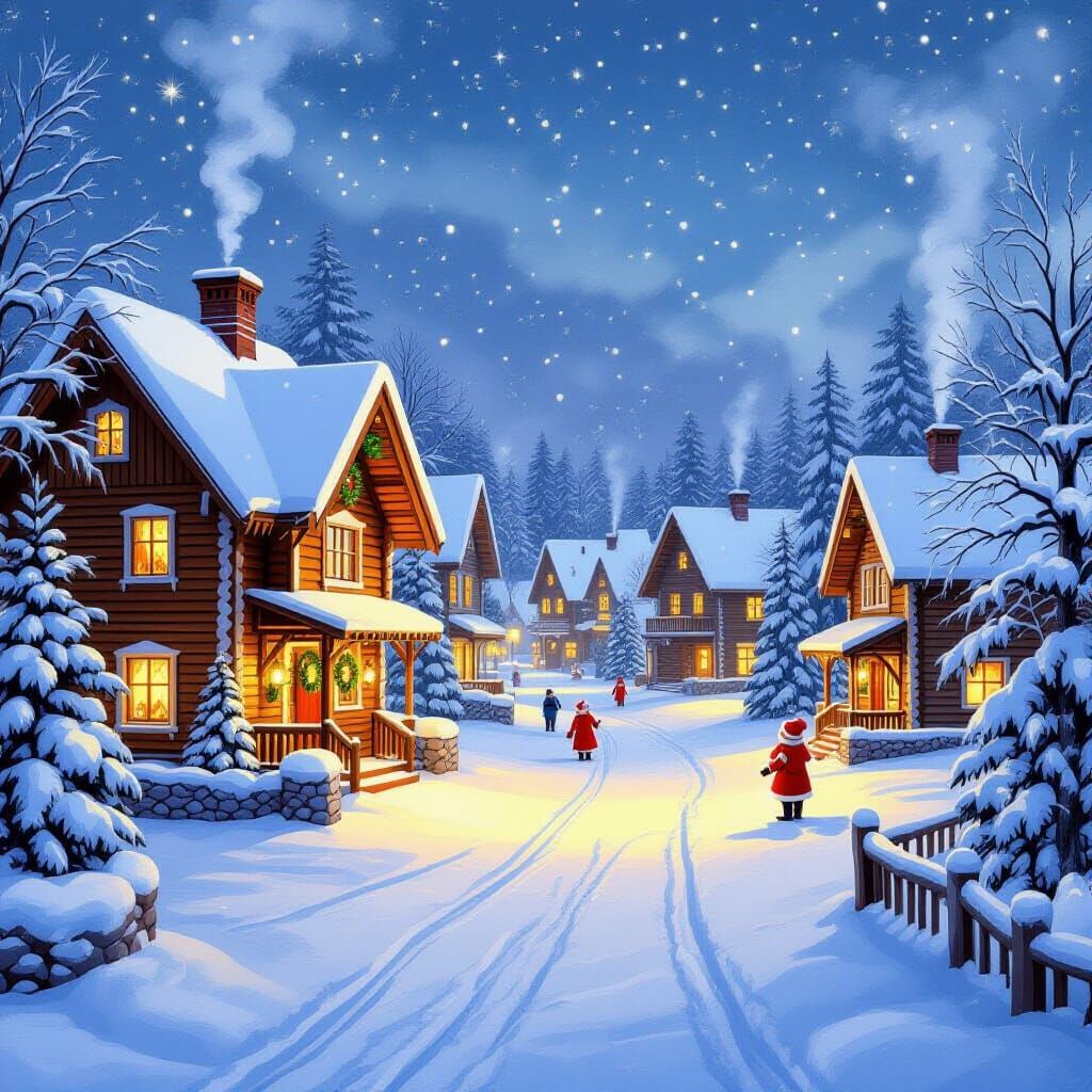 Festive Winter Village in Romantic Style