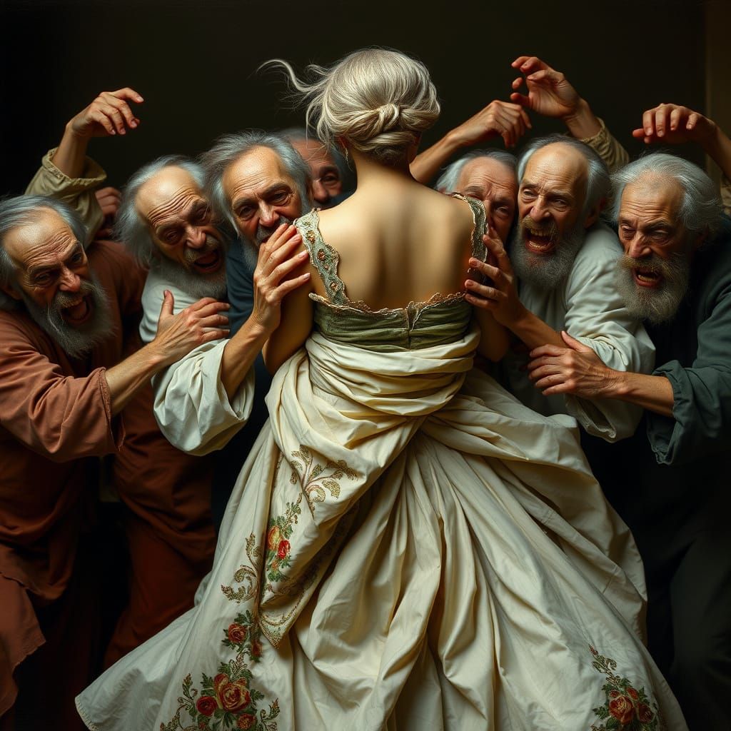 Renaissance Woman Fends Off Frenzied Crowd