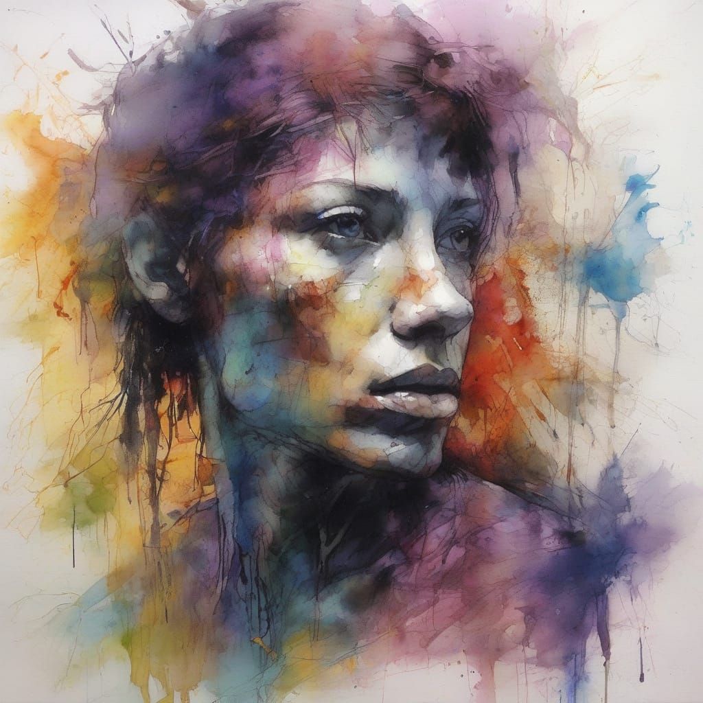 Expressive Foal Portrait in Vibrant Ink and Colors