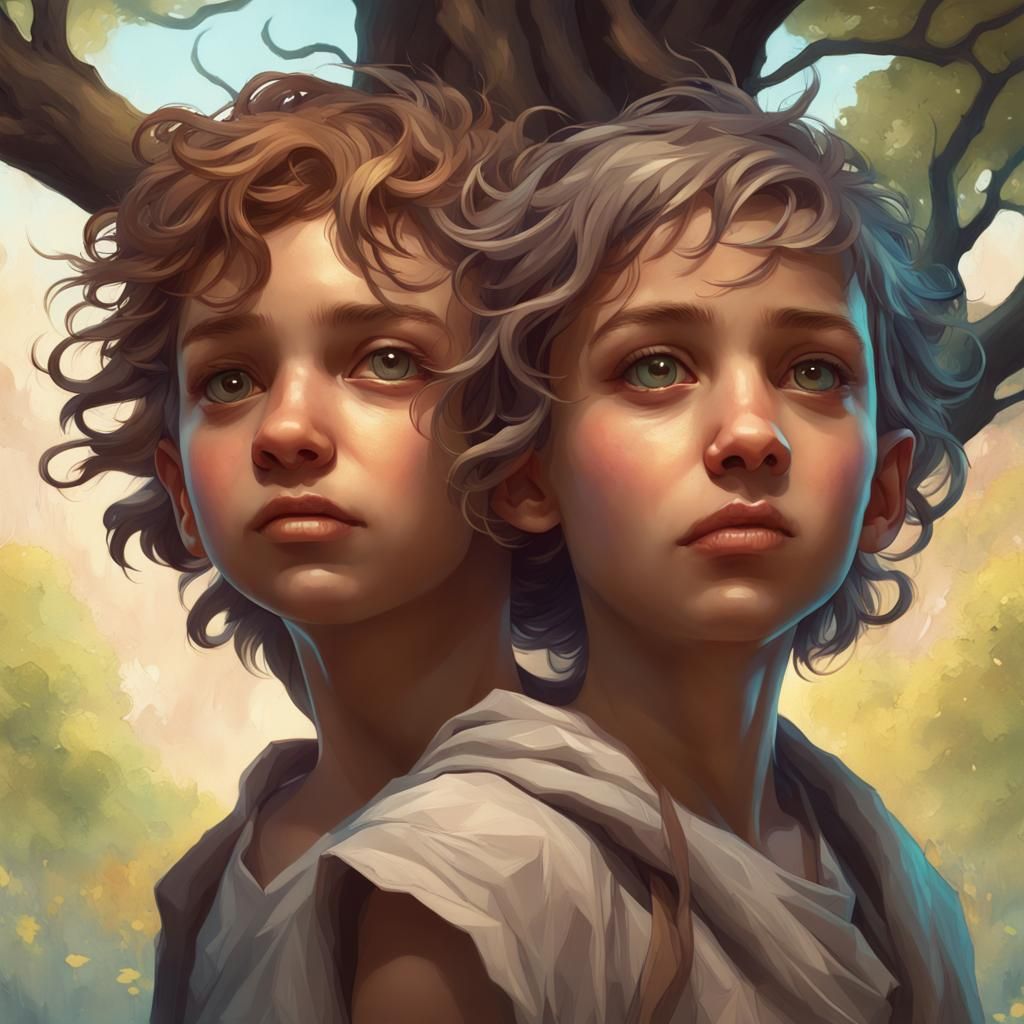 Twins Emerge from Tree of Life Portrait