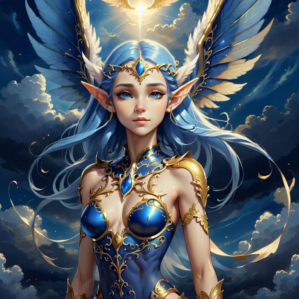 Winged Sky Elf in Fantasy Art Style