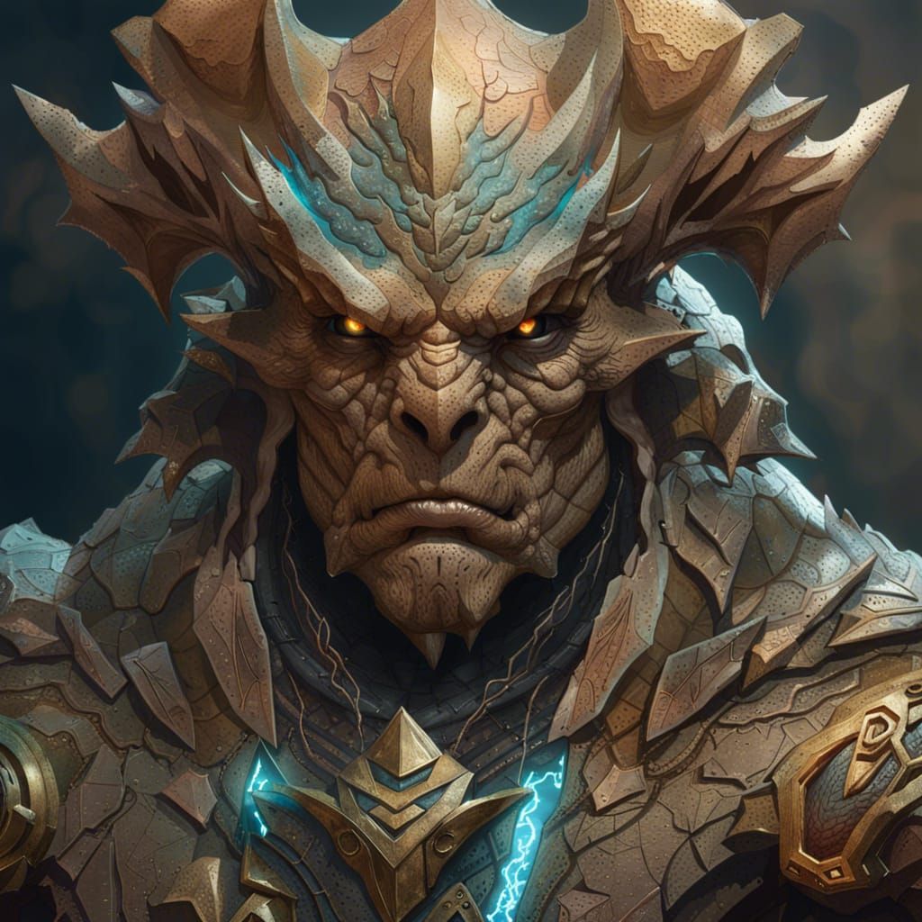 Earth Sand Monster Warrior Portrait, Concept Art