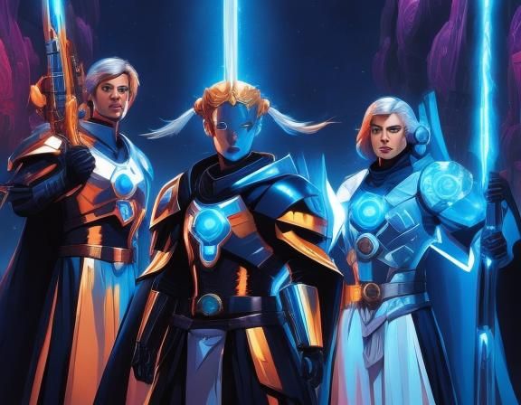 Star Warrior Heroes in Sci-Fi RPG Art Style