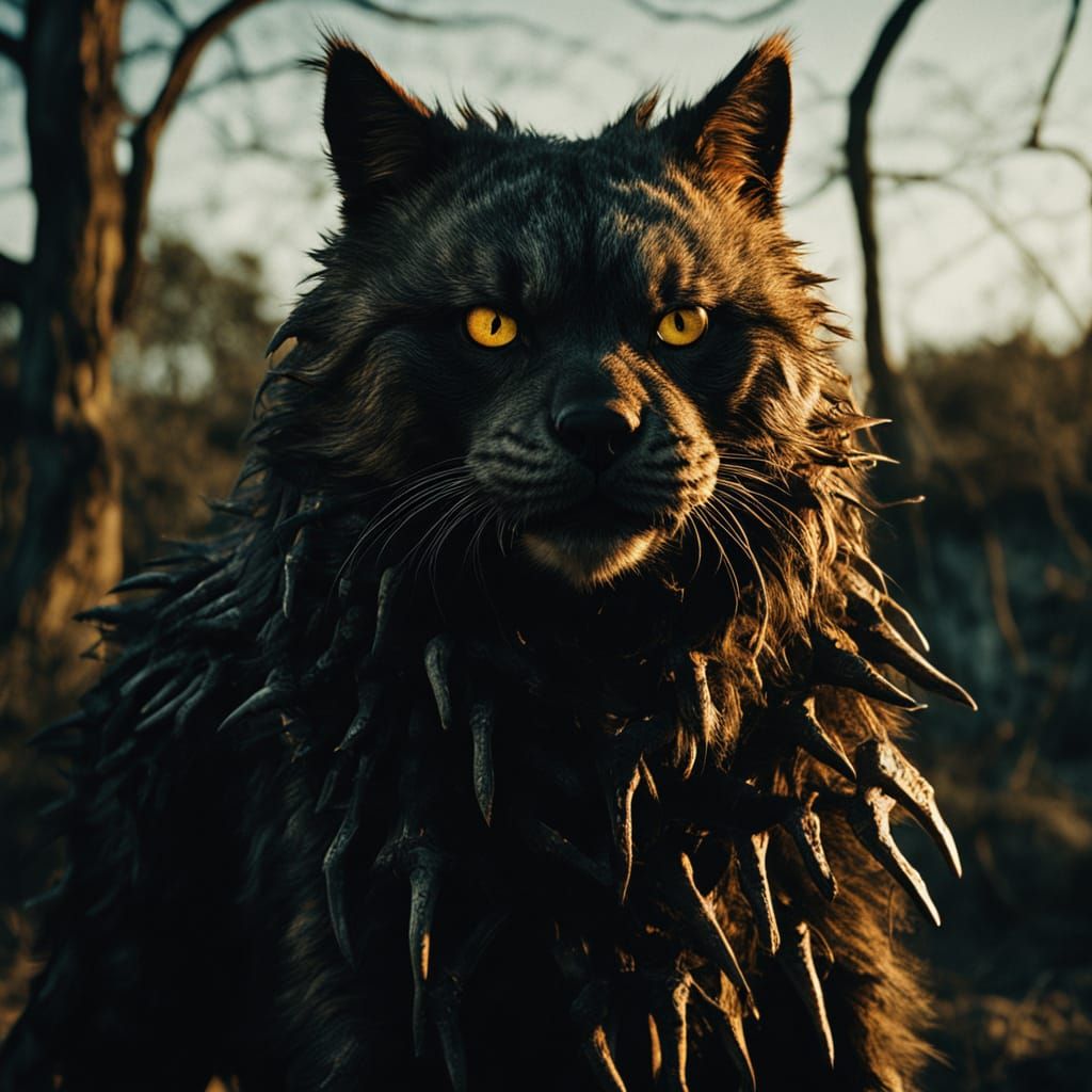 Dark Fantasy Feline Brute in Cinematic Film Still