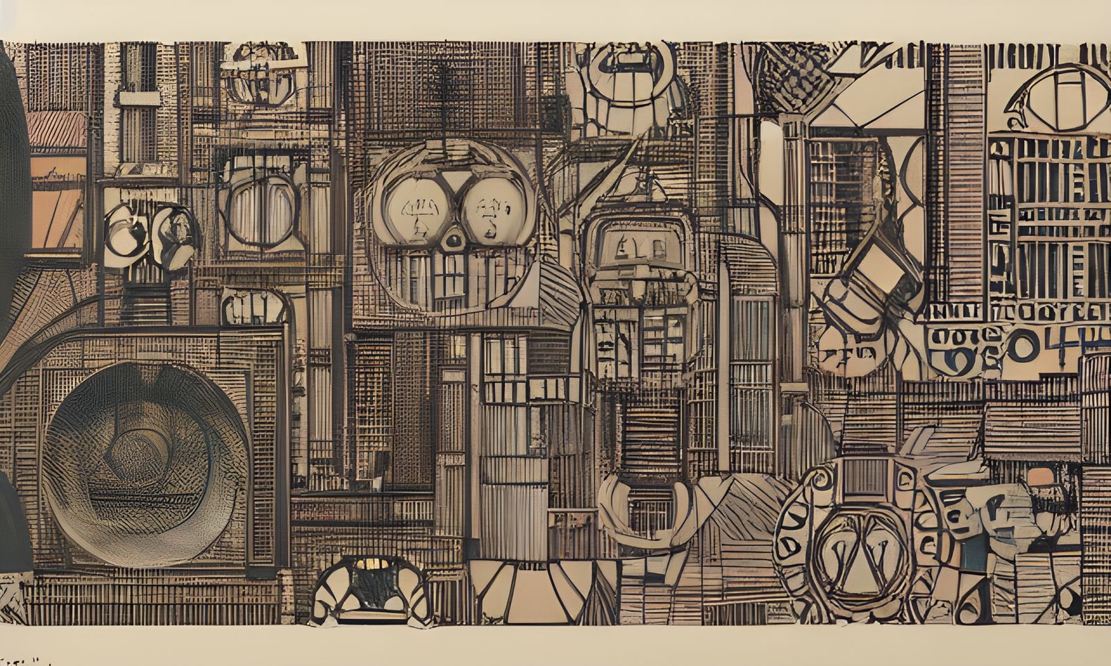 Dieselpunk Prague Cityscape with Abstract Expressionism Elem...