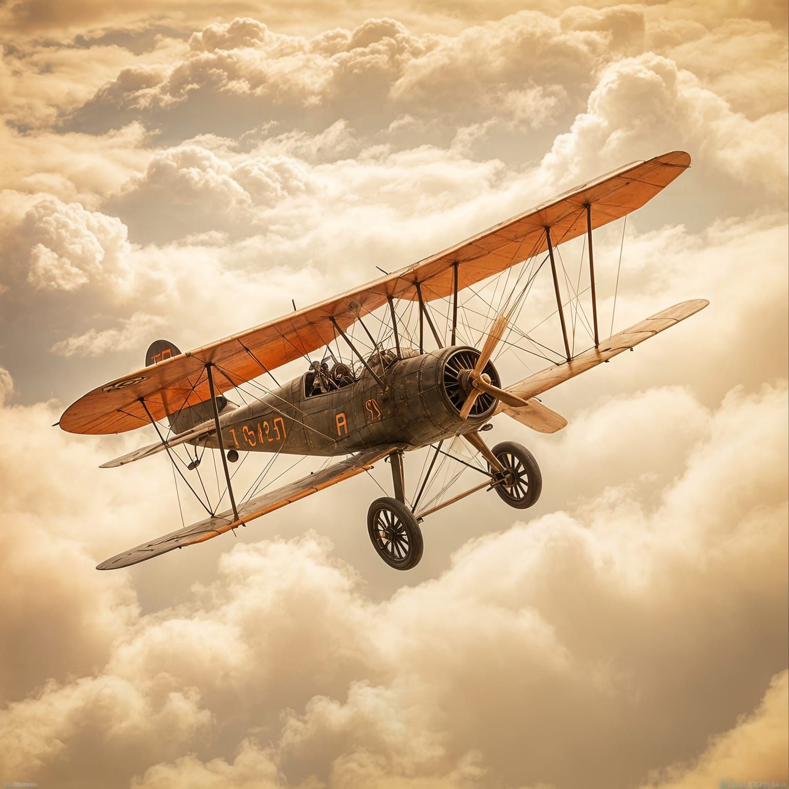 WWI Fokker Dr. 1 Triplane Soars Through Clouds