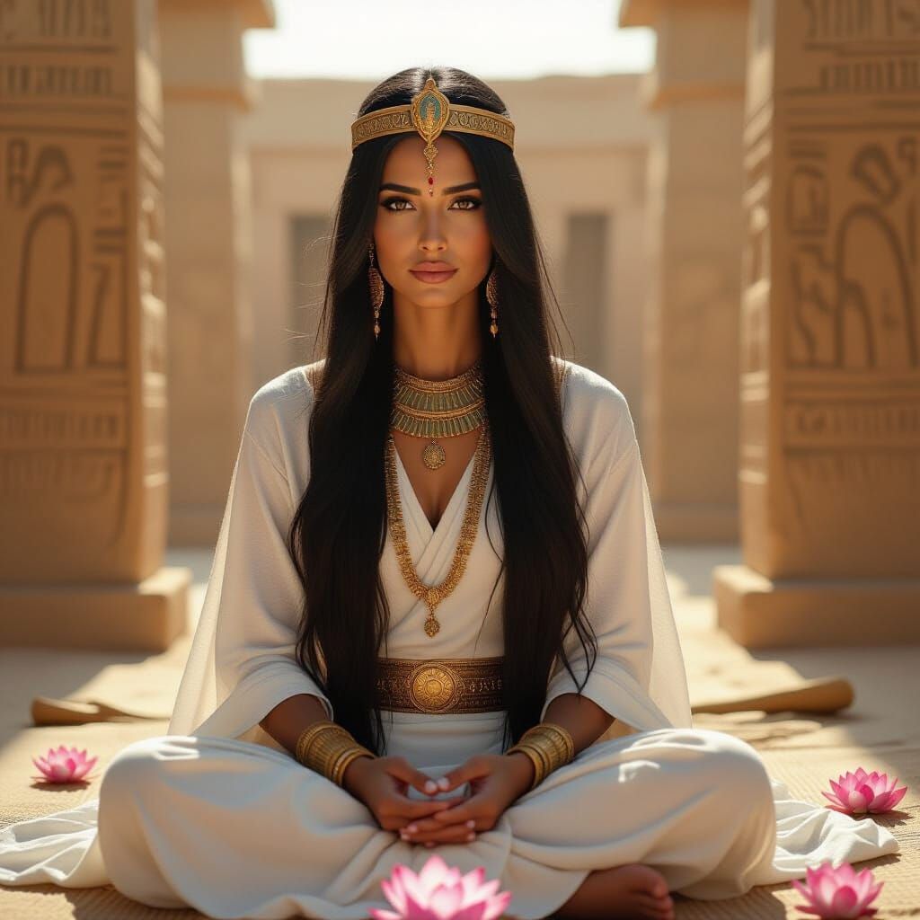 Egyptian Priestess Teaching Spiritual Healing, Digital Art