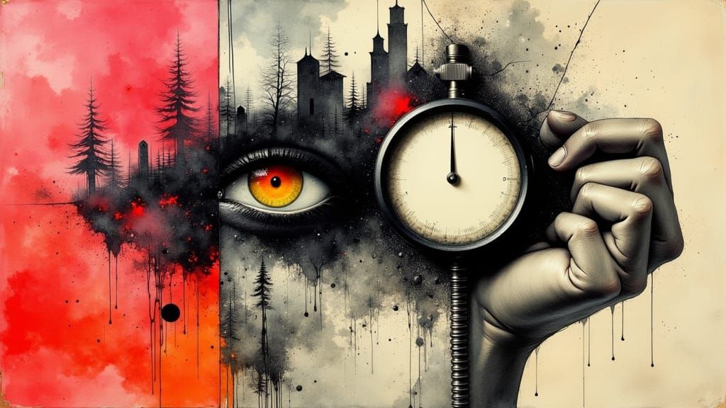 Surreal Fist as Oil Painting with Ink Details