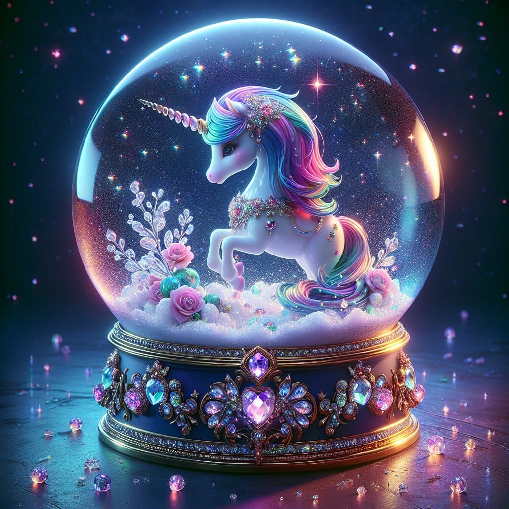 Snowglobe with beautiful unicorn