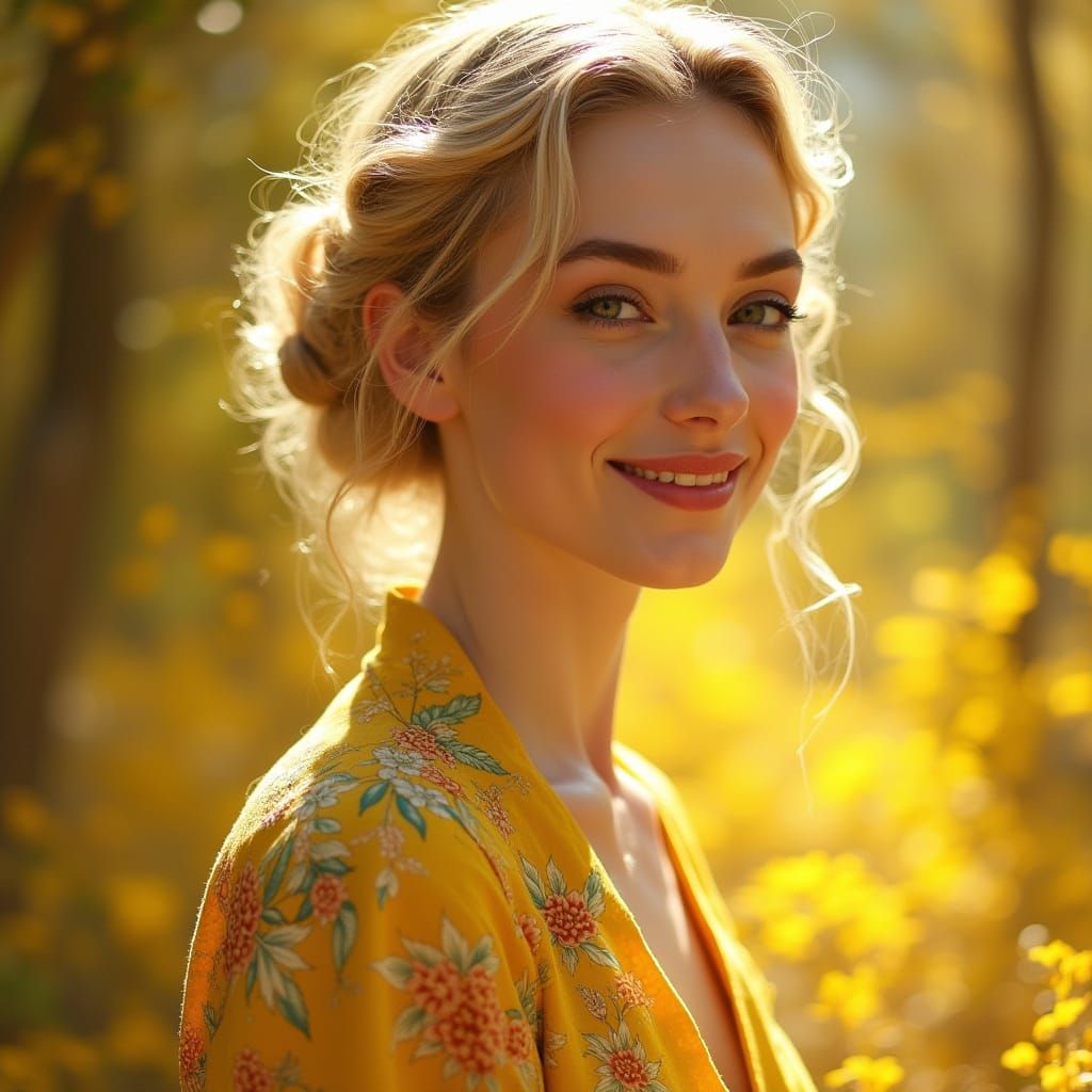 Elegant Blonde Woman in Art Nouveau Style