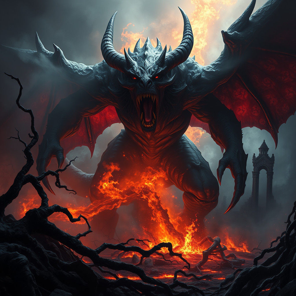 Demonic Roar in a Dark Fantasy Realm