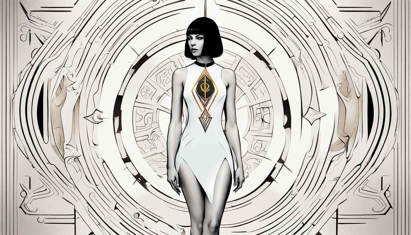 Futuristic Cleopatra Navigates Holographic Ouija Board