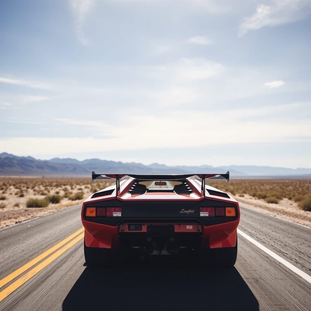 Lamborghini Countach on a Desert Highway