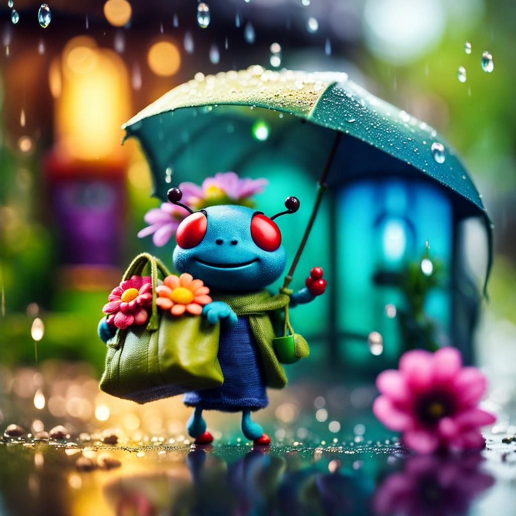 Lil Bug bringing home some flowers!