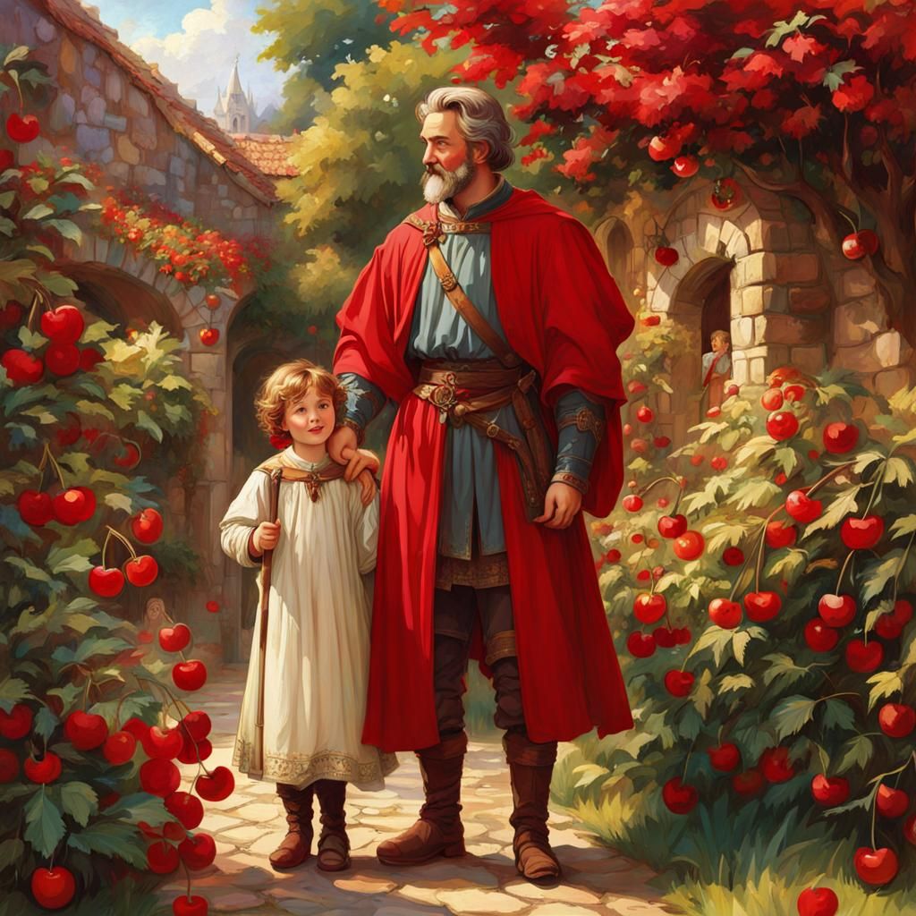 Medieval Fairytale Garden Scene in Anime Style