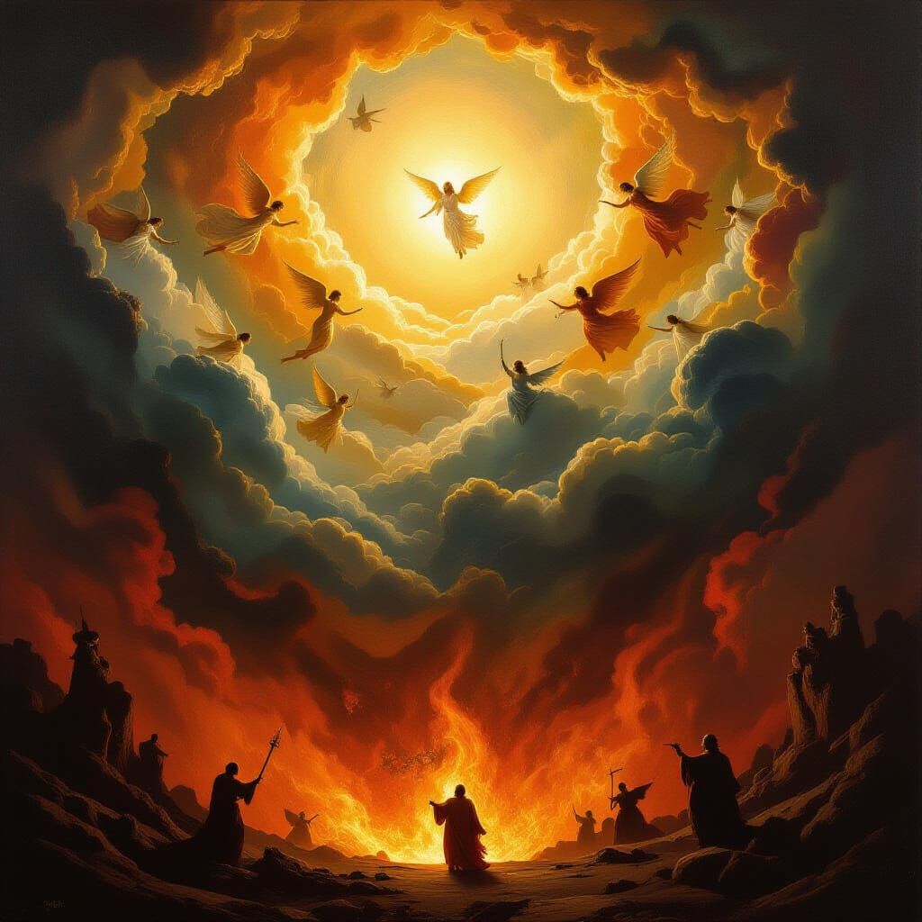 Heaven and Hell Oil Painting Inspired by Bosch and Bruegel