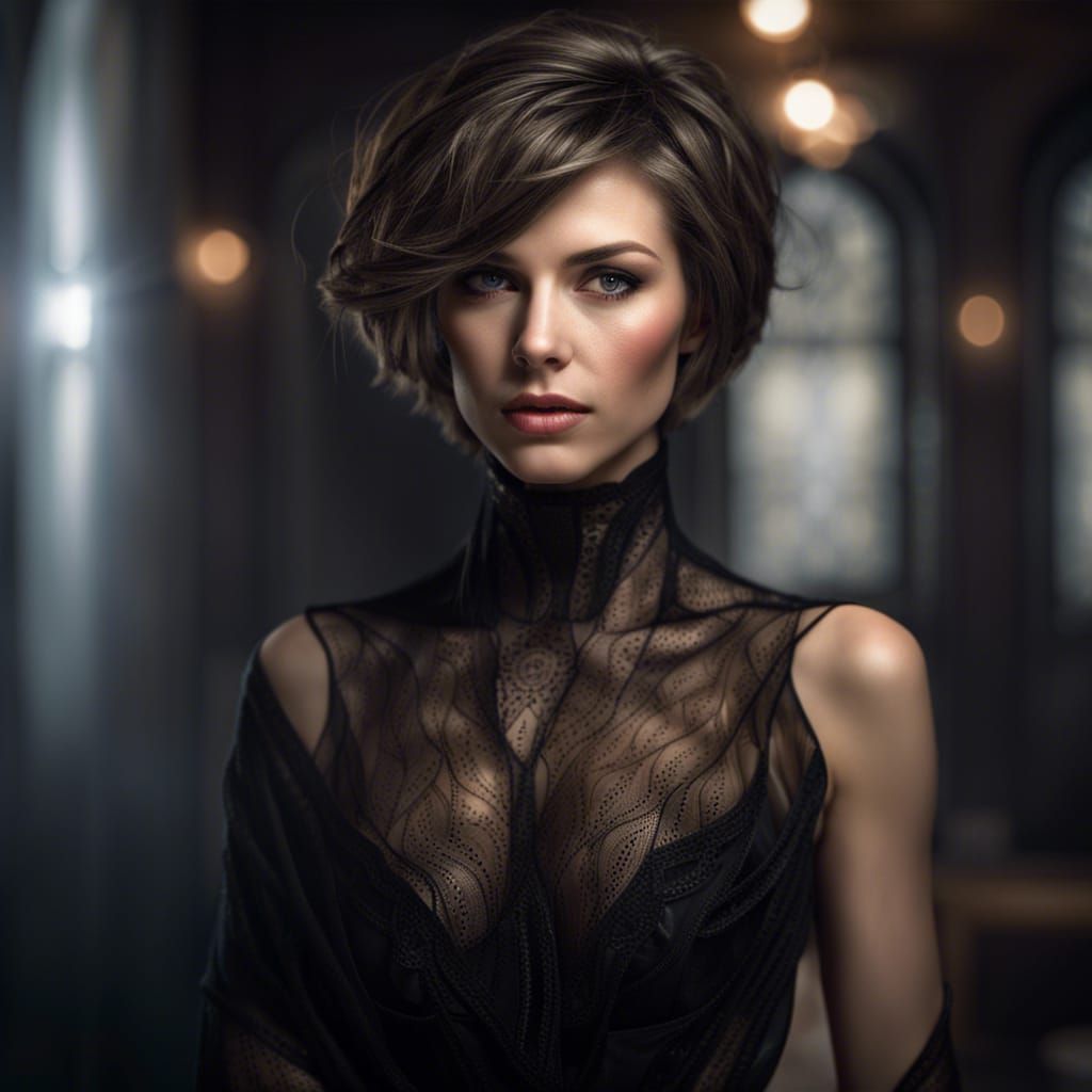 Erotic Art Countess in Transparent Robe, Hyperrealistic