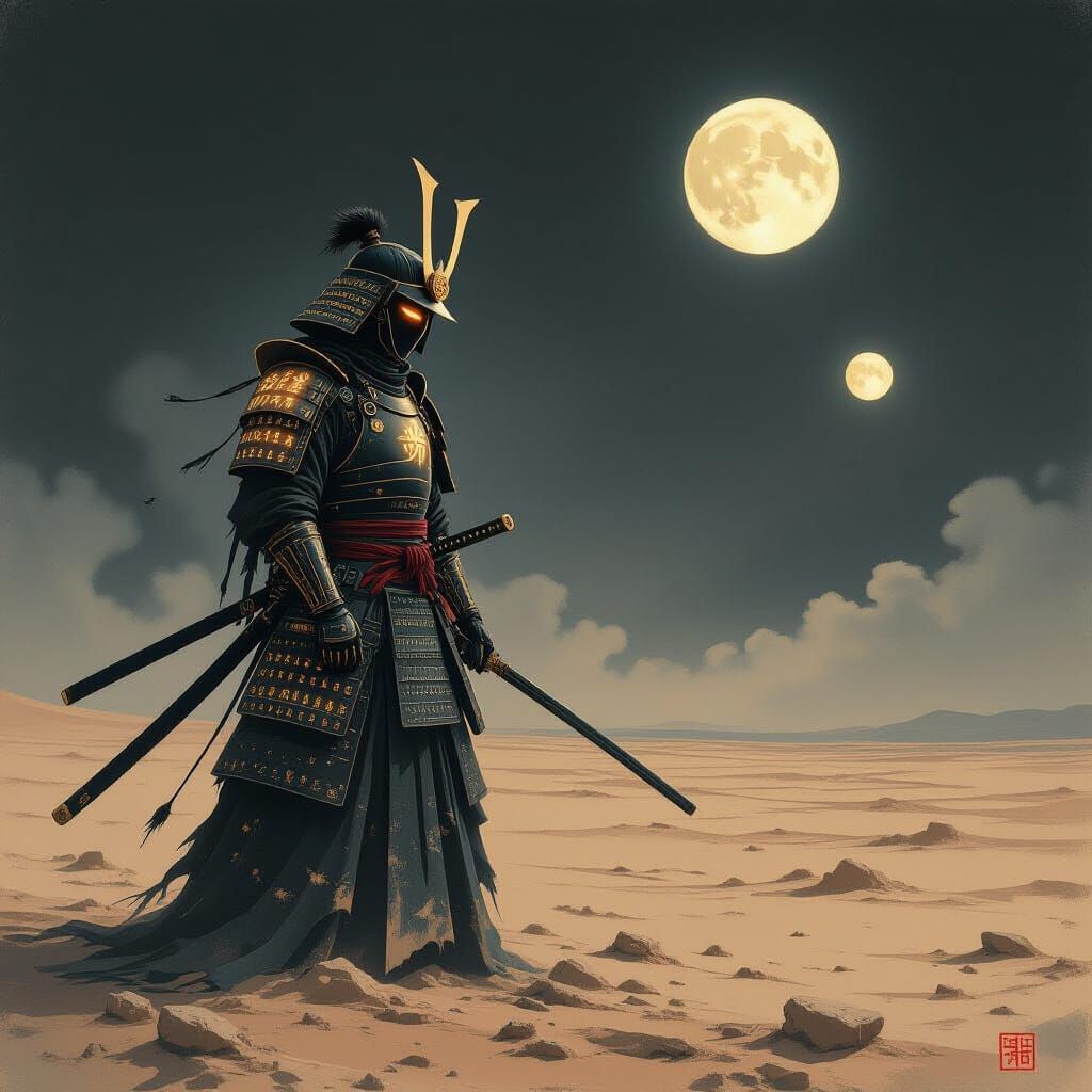 Spectral Samurai on Alien Plain Under Twin Moons