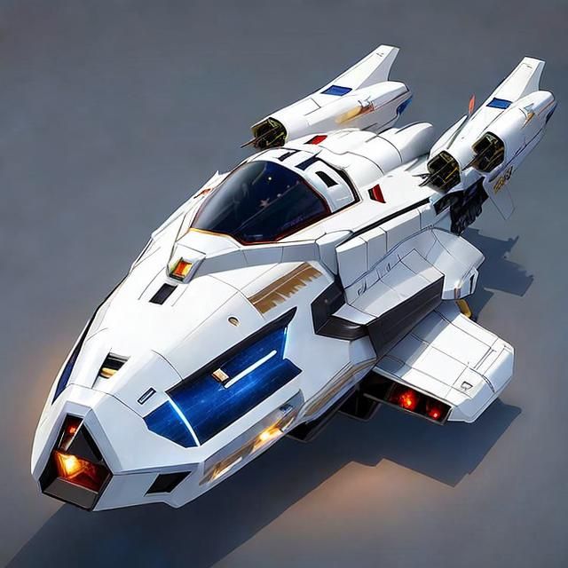 Sleek Anime Spaceship Fighter with Intricate Details