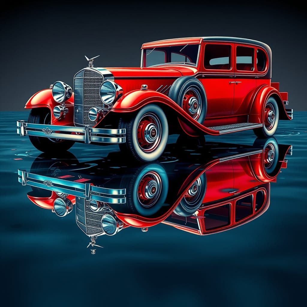 Hyperrealistic 1931 Cadillac V16 Reflection