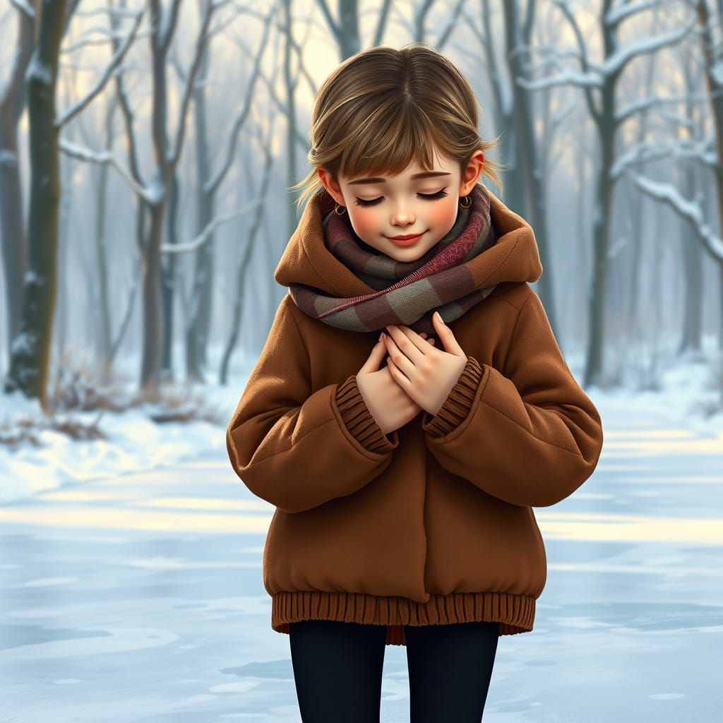 Young Girl Enjoys Winter Wonderland