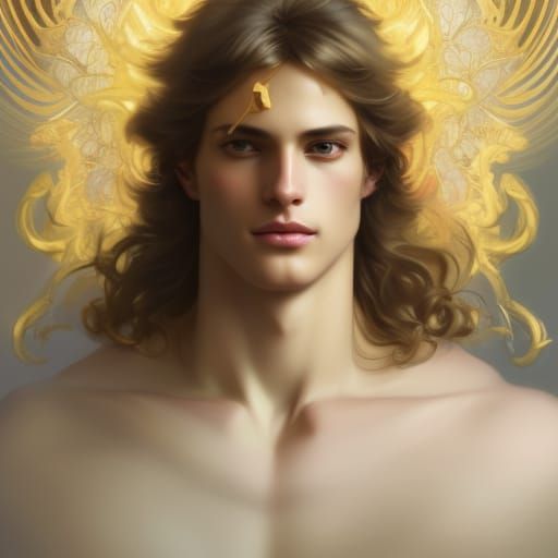 Angelic Male Model Portrait in Hyperdetailed Style