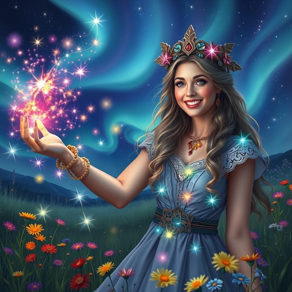 Enchantress Illuminates a Vibrant Meadow in a Celestial Disp...