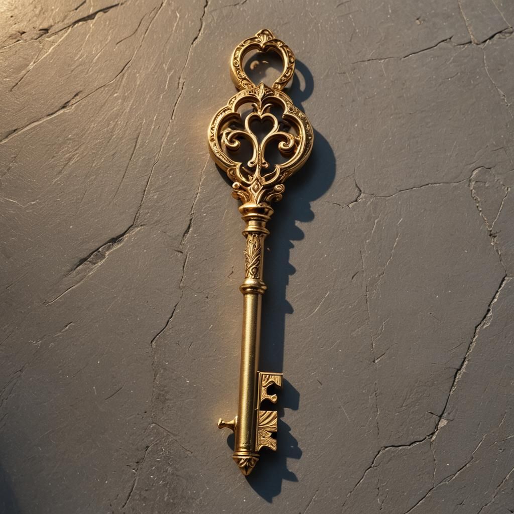 Enchanted Golden Key with Glowing Light
