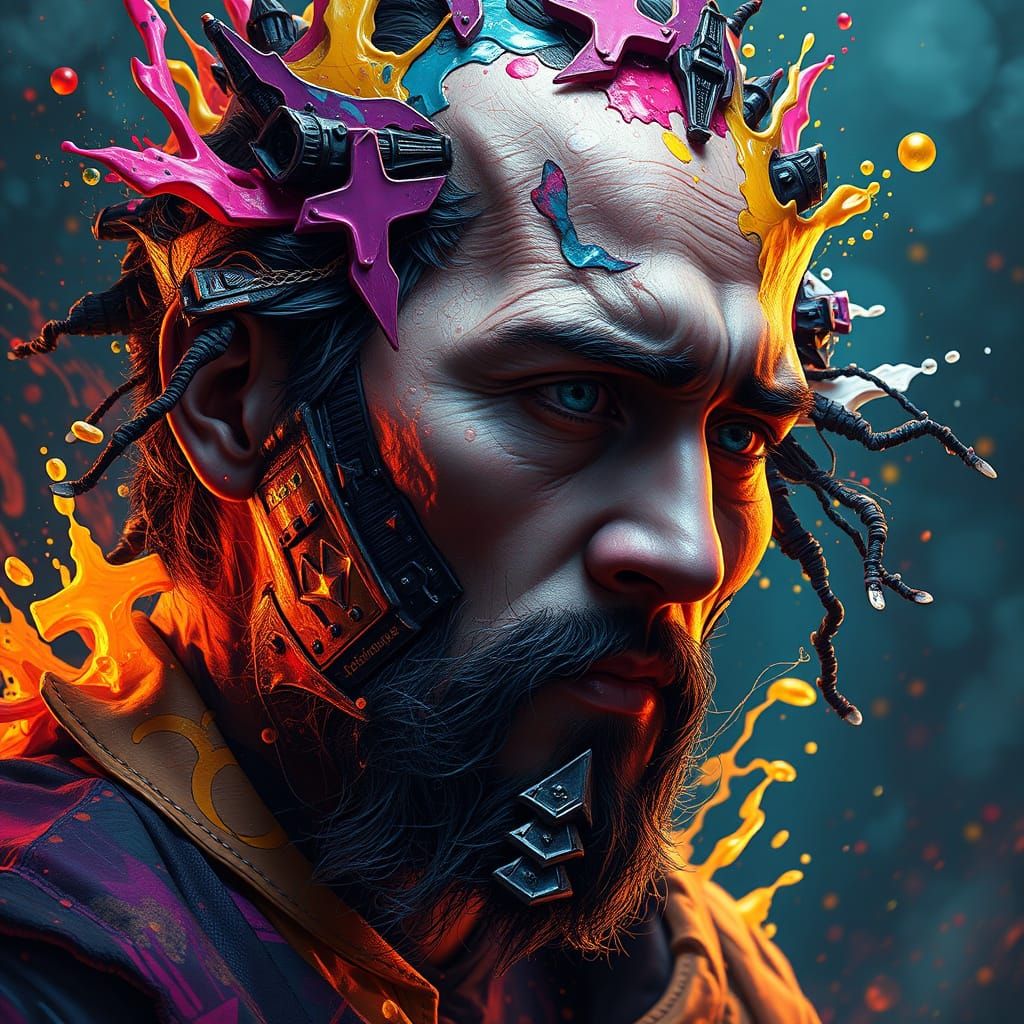 Hyperrealistic Face in Dramatic Lighting