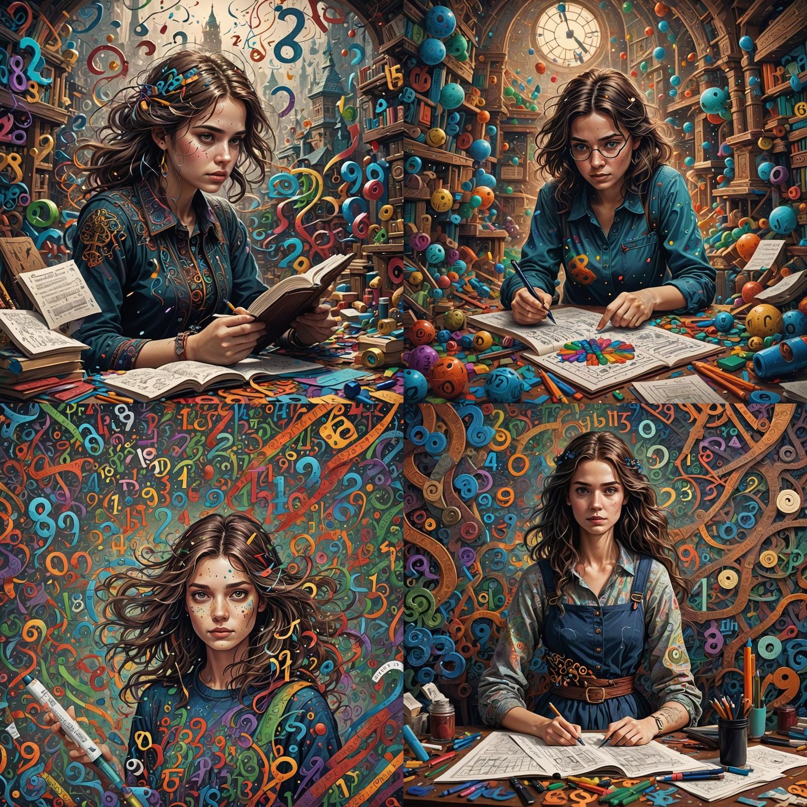 Colorful Number Art: A Woman's Mathematical World