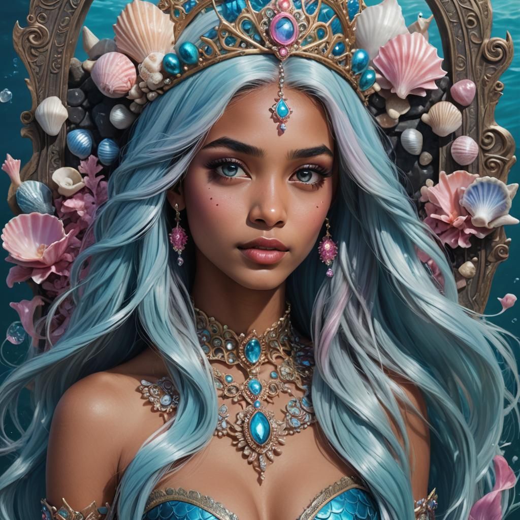 Bangladeshi Mermaid Superheroine in Hyperrealistic Portrait