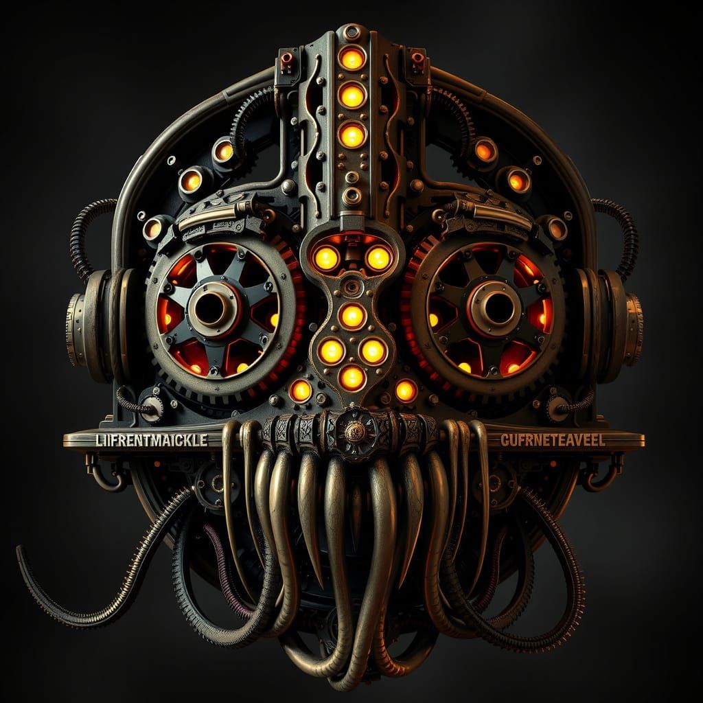 Gigeresque Biomechanical Horror in Dark Art Nouveau Style