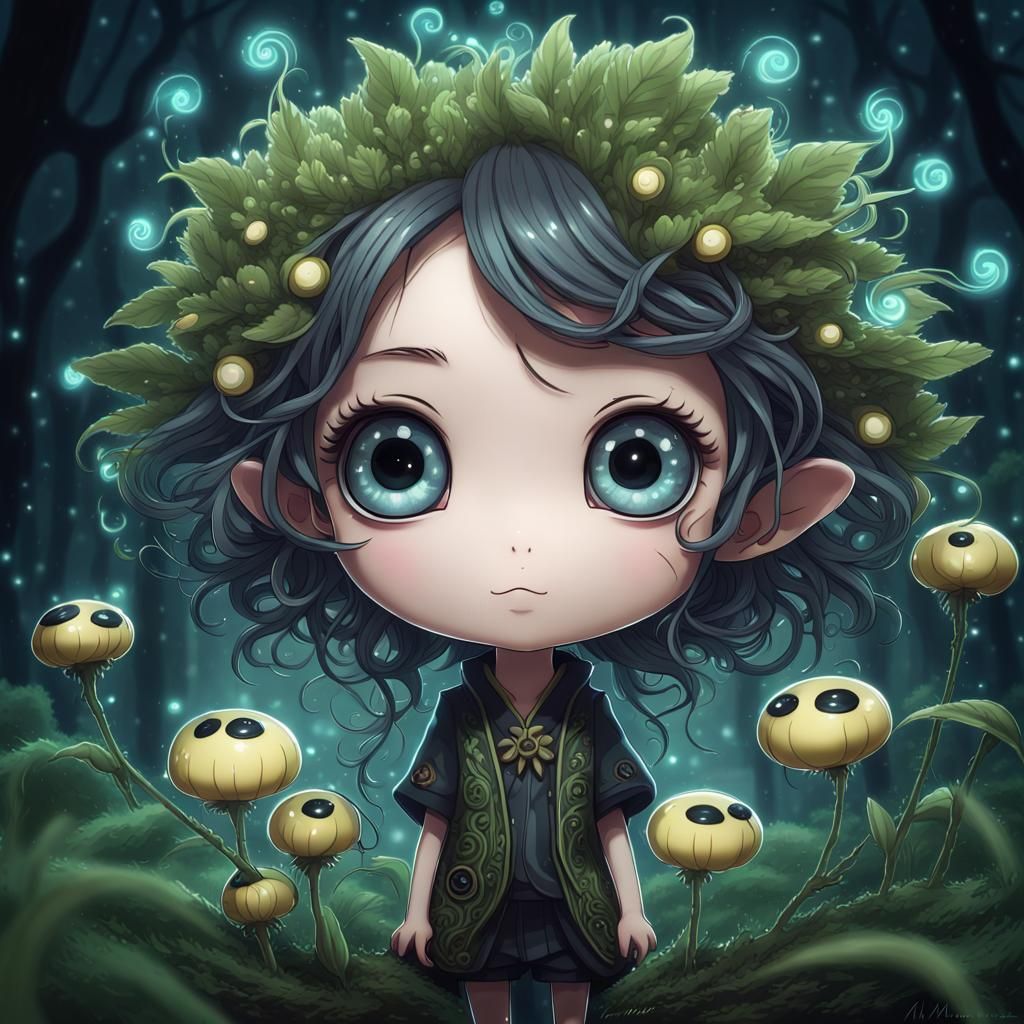 Chibi Magical Plants and Flowers in Anime Style