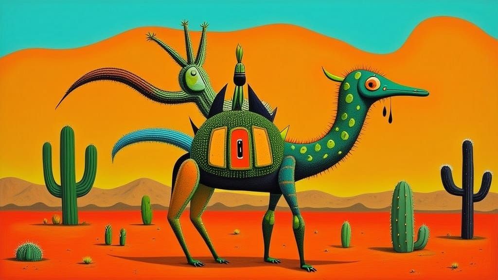Majestic Camel Cactus Hybrid in Vibrant Desert Landscape