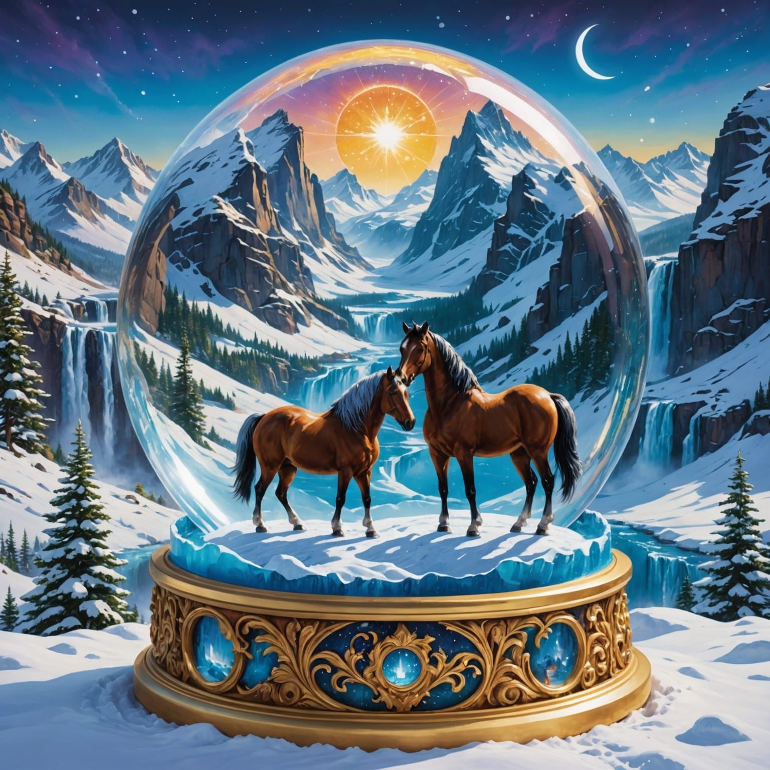 Vibrant Fantasy Snowglobe Wonderland