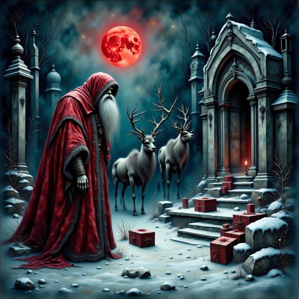 Undead Santa Rises from Crypt Under Blood Moon