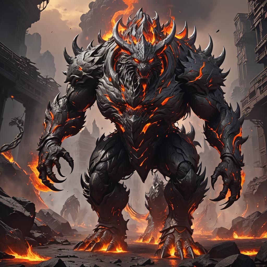 Molten Lava Beast in 3D Anime Art