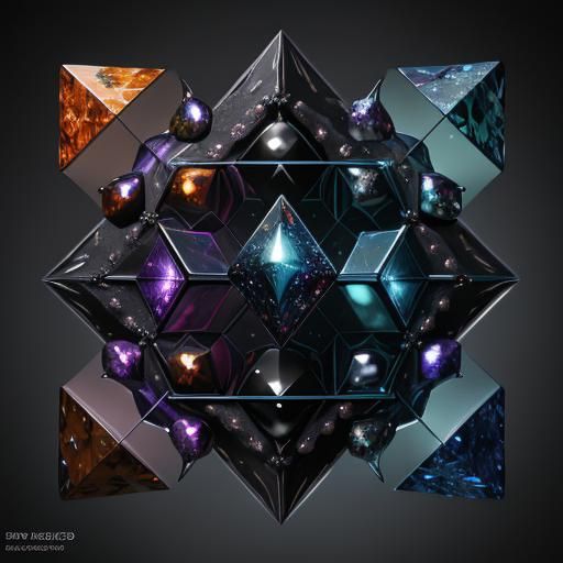 Geometric Shapes with Bubbles and Pearls, Detailed Matte Pai...