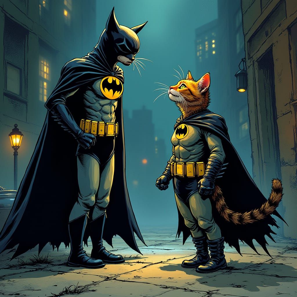 Heroic Cat in Batman Suit Confronts Owner in Whimsical Gotha...