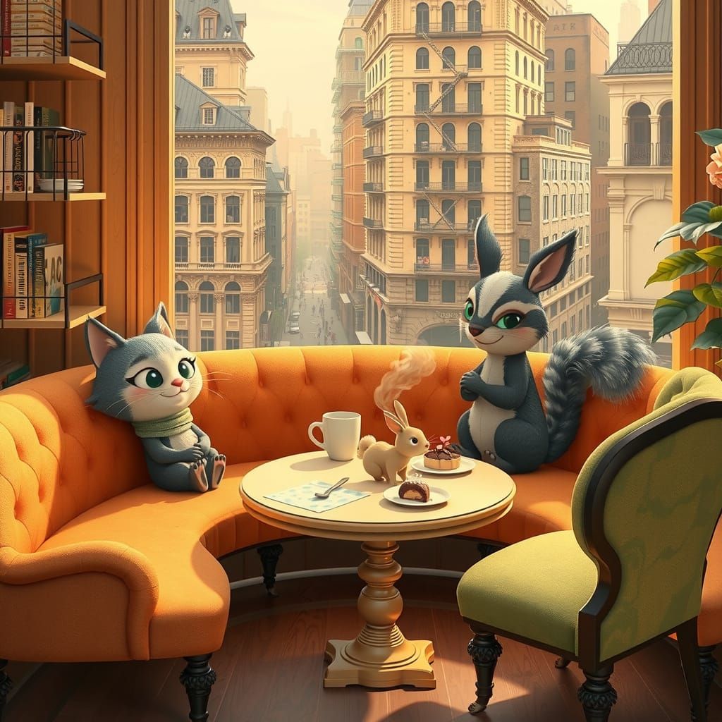 Charming Cartoon Animals in NYC Coffee Shop