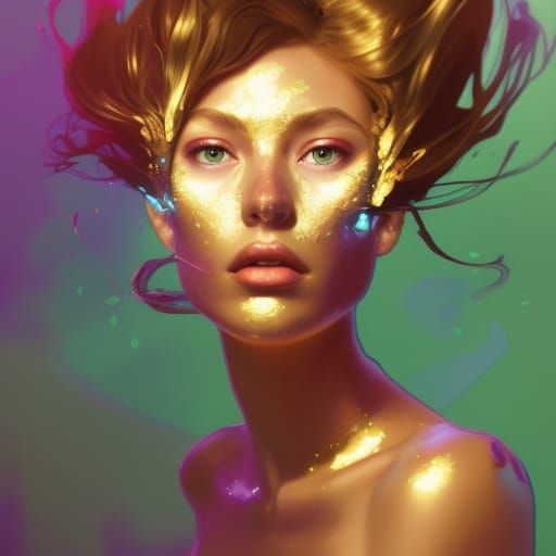 Golden Eyes Portrait in Hyperdetailed Style