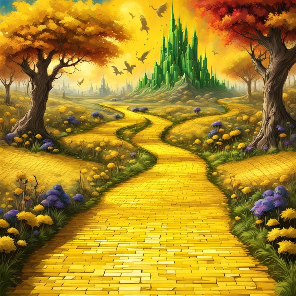 Yellow brick road in the wizard of oz