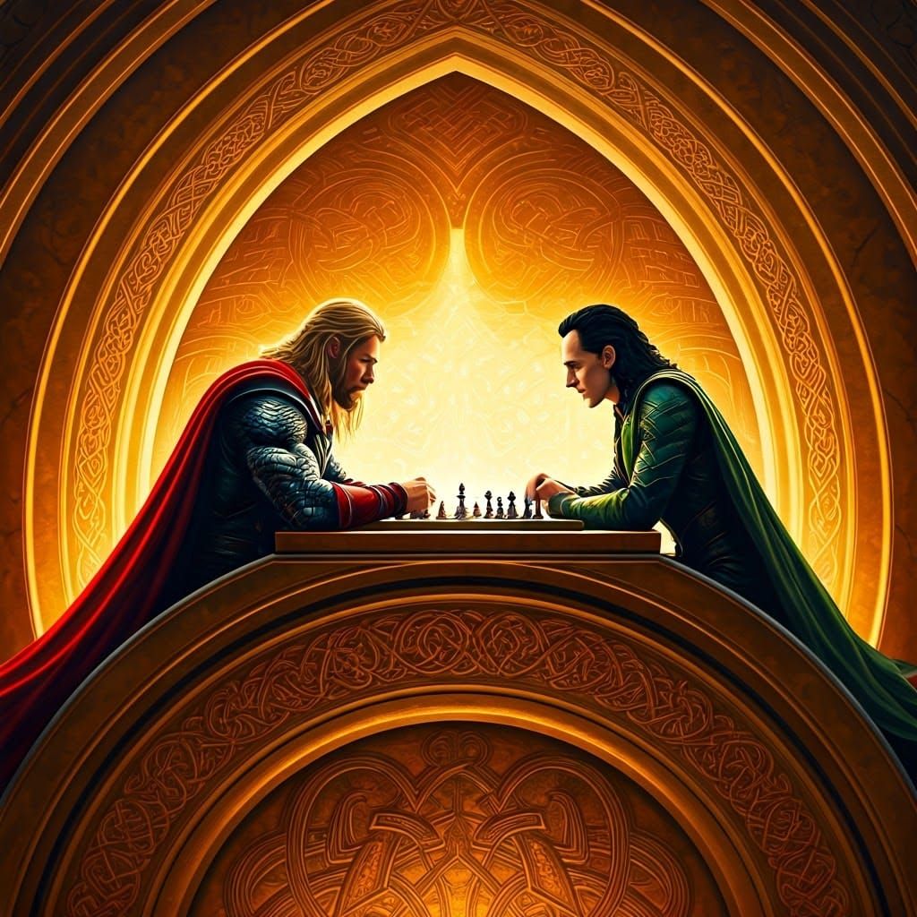 Thor and Loki Play Chess in Asgard