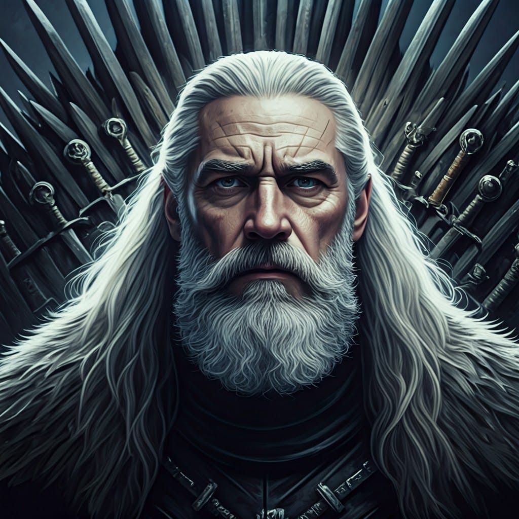 Brooding Lord on Iron Throne: A Dark Fantasy Portrait