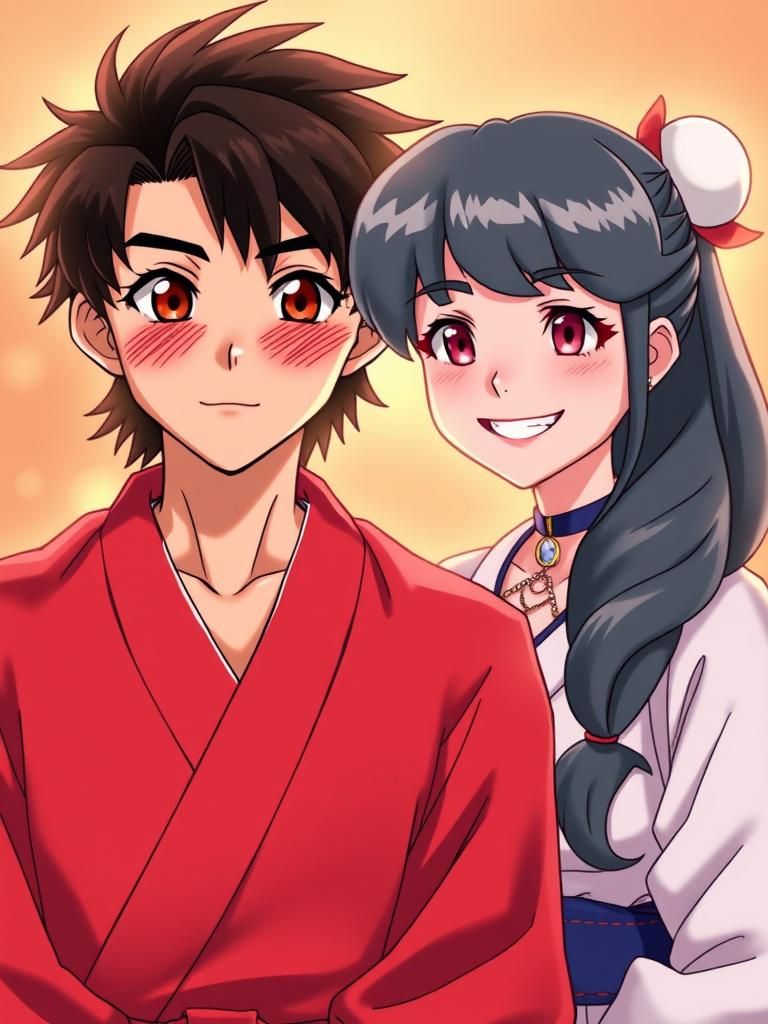 Ranma 1/2 Blushing Beside Shampoo